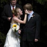 Dabbing the groom's tears