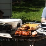 Guarding the food from hungry pups.